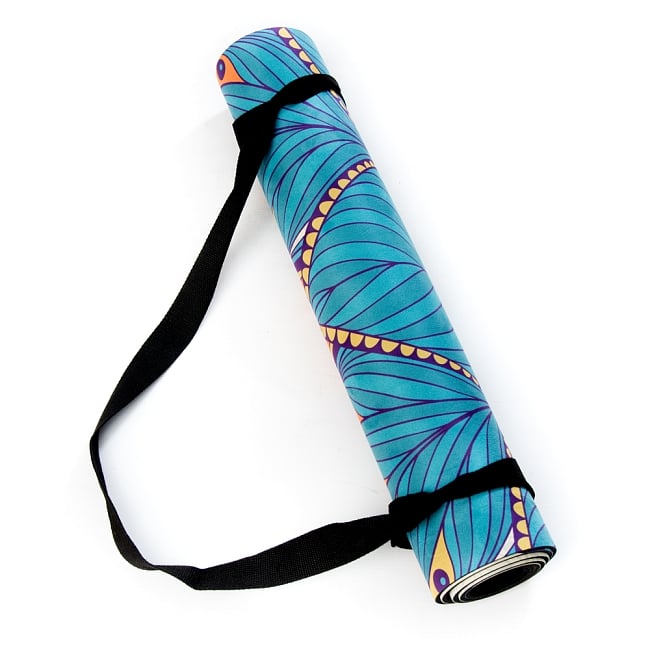 [ストラップ欠品](天然ゴム)高品質エスニックヨガマット4mm - 7チャクラフラワーオブライフ 11 - 通常品の場合は付属するストラップが付属しません。