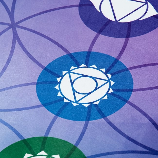 [ストラップ欠品](天然ゴム)高品質エスニックヨガマット4mm - 7チャクラフラワーオブライフ 8 - 拡大写真です