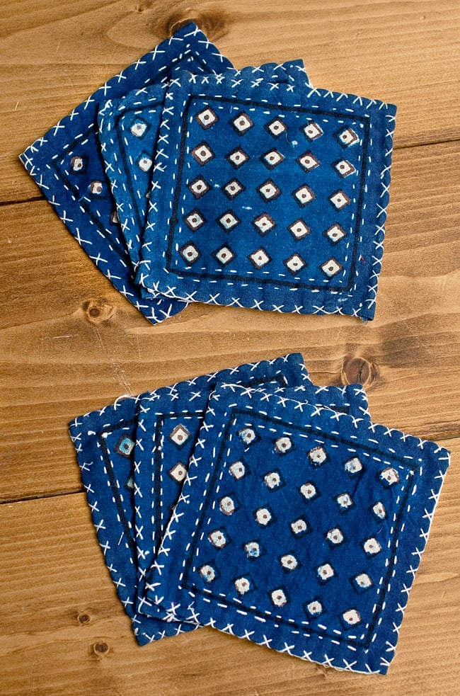 【6枚セット】インドの手造りコースター マスタード色 2 - 6枚で1セットになってます