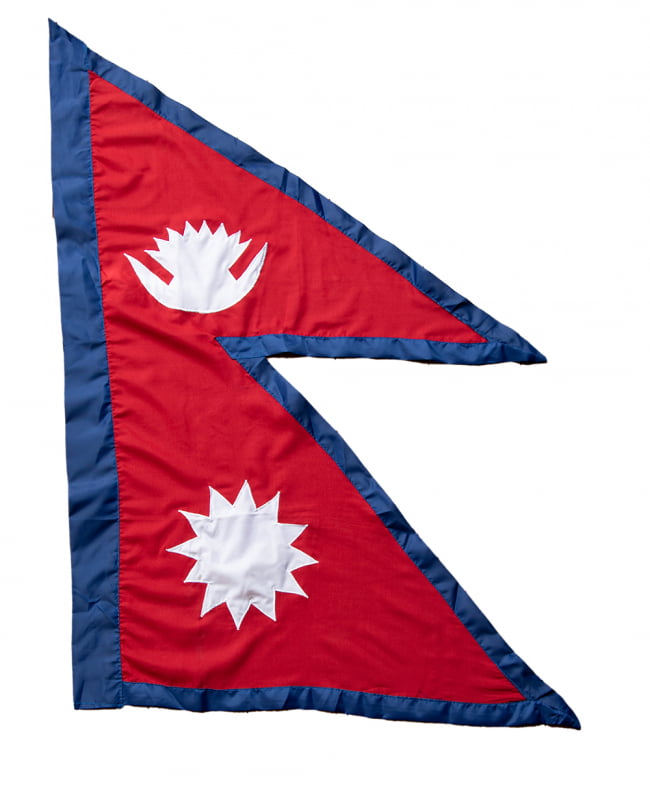 レストランなどに！ネパールの国旗（87cm x 55cm） 3 - 赤と白と青のコントラストがきれいです。