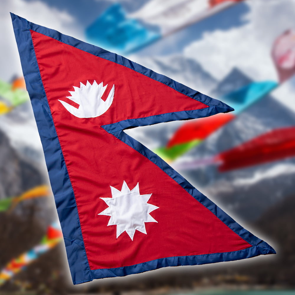 レストランなどに！ネパールの国旗（87cm x 55cm）