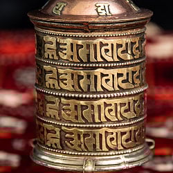 マントラ装飾の卓上マニ車【約14cm】 - サブ2