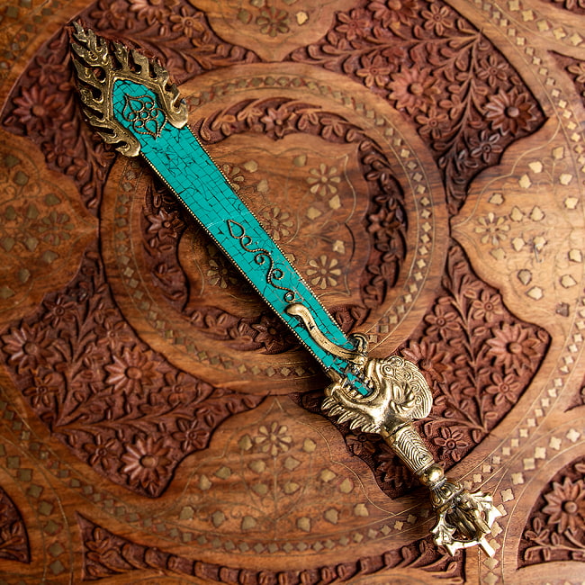 チベット密教法具 文殊菩薩の利剣 - ガドゥガ - 40cmの写真1枚目です。文殊菩薩や不動明王が手にしている法剣です。ガドゥガ,宝剣,利剣,密教法具