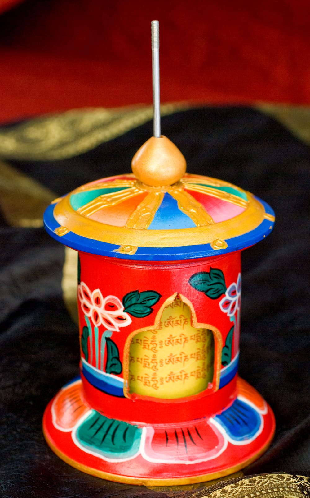 カラフル卓上マニ車 横幅9cmx高さ12cm / ネパール 仏教 アジア チベタン エスニック インド 雑貨