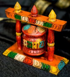 アンティック・卓上マニ車[横幅18cmx高さ16.5cm]