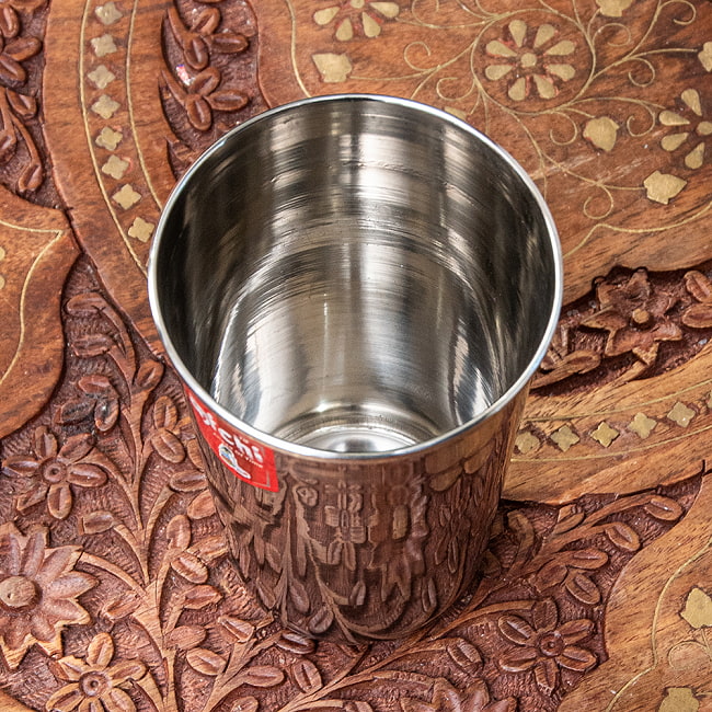 【送料無料・12個セット】ステンレスのチャイカップ[直径：7.5cm x 高さ：11cm ] 5 - 上からの写真です