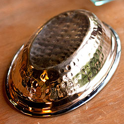 【送料無料・2個セット】【冷めにくい！二層式】インドのステンレスと銅製　オーバルプレート[約18.5cm×13cm] - サブ4