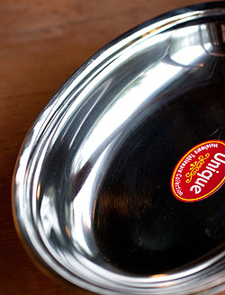 【送料無料・2個セット】【冷めにくい！二層式】インドのステンレスと銅製　オーバルプレート[約21.5cm×14.5cm] - サブ3