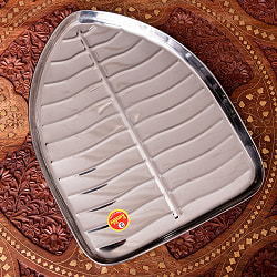 【送料無料・3個セット】インドのステンレス製 バナナリーフプレート[約30.3cm] - サブ2