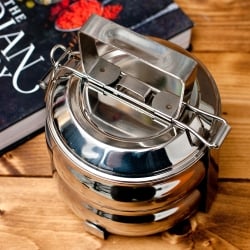 【送料無料・3個セット】【2段】インドの弁当箱 ベーグル型[18cm] - サブ4