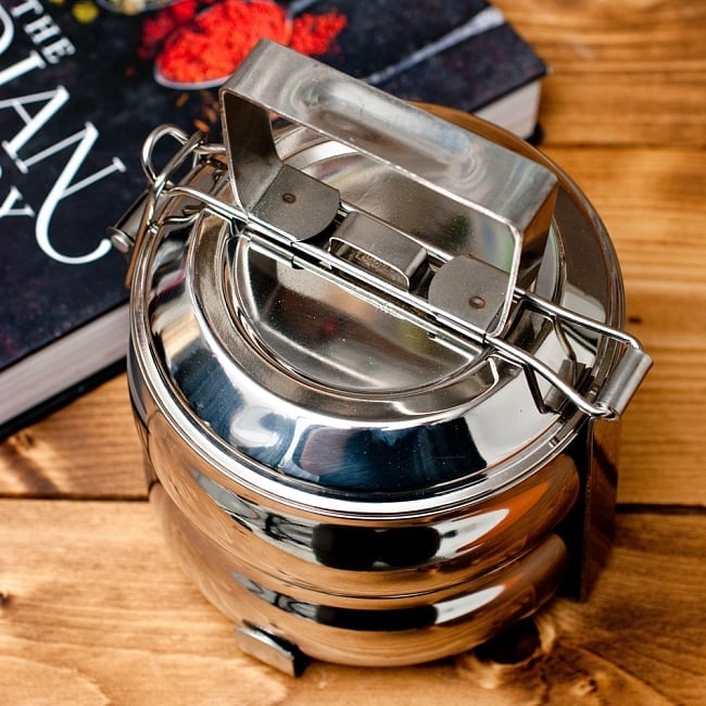 【送料無料・3個セット】【2段】インドの弁当箱 ベーグル型[18cm] 4 - 上からの写真です
