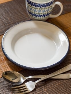 【送料無料・5個セット】印度琺瑯 アンティーク調のホーロー エッグプレート - 19cm - サブ3