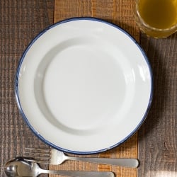 【送料無料・4個セット】印度琺瑯 アンティーク調のホーロー スーププレート - 22cm - サブ3