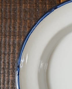 【送料無料・4個セット】印度琺瑯 アンティーク調のホーロー スーププレート - 22cm - サブ4