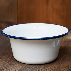 【送料無料・3個セット】印度琺瑯 アンティーク調のホーロー 多目的ボウル - 外径21.5cm程度 - サブ2