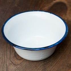 【送料無料・3個セット】印度琺瑯 アンティーク調のホーロー 多目的ボウル - 外径22.5cm程度 - サブ3