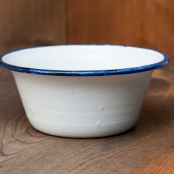 【送料無料・3個セット】印度琺瑯 アンティーク調のホーロー 多目的ボウル - 外径22.5cm程度 - サブ4