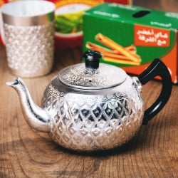 【送料無料・2個セット】エンボス入りまんまるレトロティーポット 600ml タイのアルミ細工急須 - サブ2