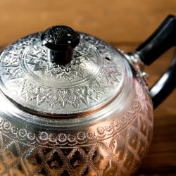 【送料無料・2個セット】エンボス入りまんまるレトロティーポット 600ml タイのアルミ細工急須 - サブ4