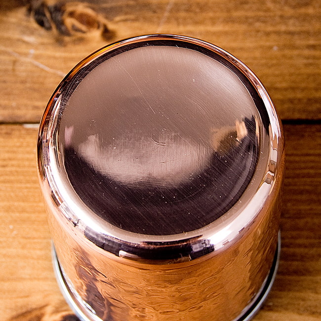 【送料無料・3個セット】インドの鎚目付き銅装飾コップ【高さ：9.7cm×直径：7.5cm 約300ml】 5 - 