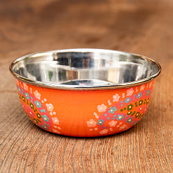 【送料無料・6個セット】手描きカシミールペイントのカトリ・カレー小皿[直径：10cm x 高さ：4cm ] - オレンジペイズリー - サブ3