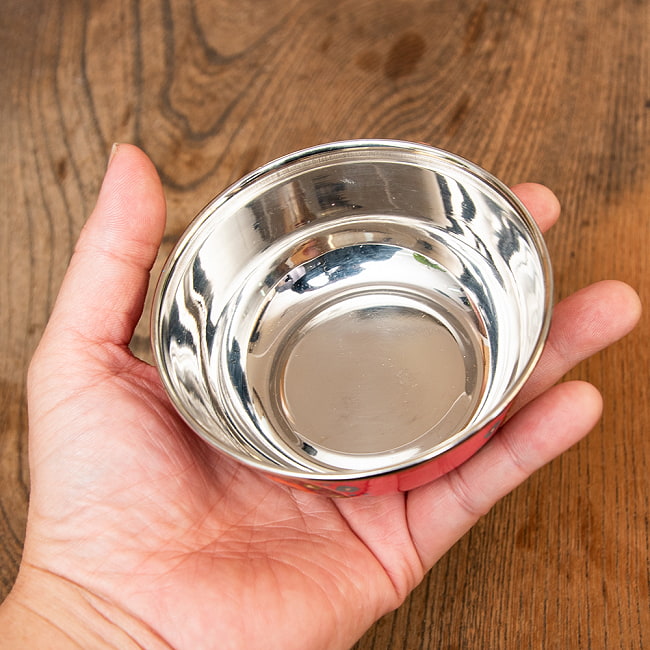 【送料無料・6個セット】手描きカシミールペイントのカトリ・カレー小皿[直径：10cm x 高さ：4cm ] - ピンクペイズリー 6 - これくらいのサイズ感です。