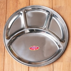 【送料無料・3個セット】カレー丸皿　ステンレス製　しっかりとした厚み【約32cm】 - サブ3