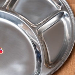 【送料無料・3個セット】カレー丸皿　ステンレス製　しっかりとした厚み【約32cm】 - サブ5