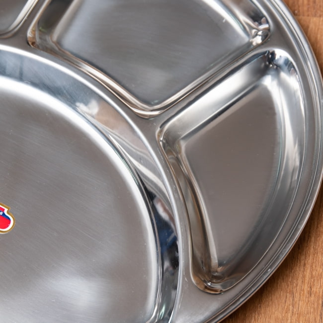 【送料無料・3個セット】カレー丸皿　ステンレス製　しっかりとした厚み【約32cm】 5 - 拡大写真です