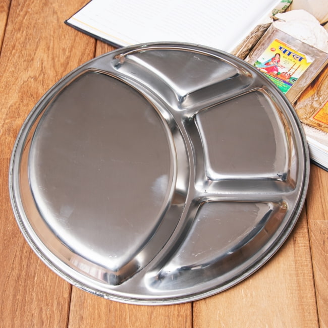 【送料無料・3個セット】カレー丸皿　ステンレス製　しっかりとした厚み【約32cm】 7 - 裏面です