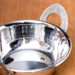 【3個セット】槌目装飾仕上げのステンレスカダイ[装飾持ち手付]サービングパン　食器・お皿〔約13cm〕 - サブ4