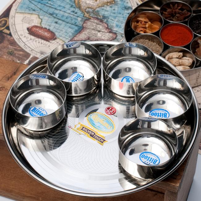 【ターリーセット】カレー大皿 [29cm]＆カレー小皿(約8.3cm×約4.2cm）×5点の写真