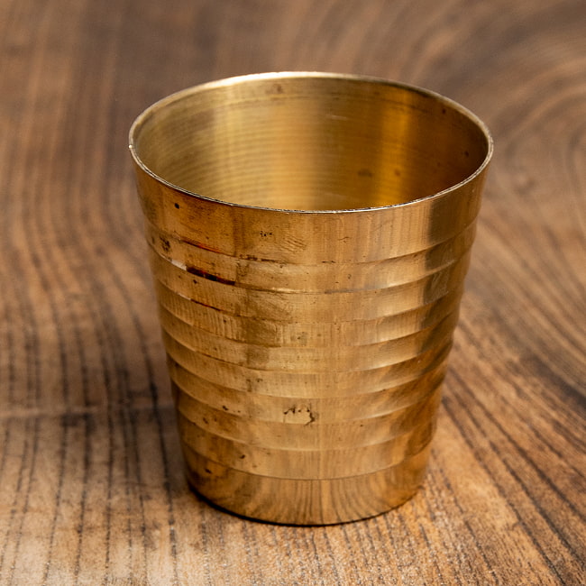 【5個セット】インドの礼拝用 ブラス製 プージャグラス カップ[5cm x 4.5cm] 3 - 拡大写真です