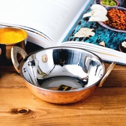 【6個セット】槌目銅装飾仕上げのステンレスカダイ[装飾持ち手付]サービングパン　食器・お皿〔約14cm 約530ml〕 - サブ2