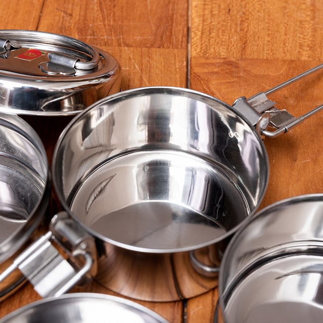 【6個セット】【4段】インド弁当箱【約19cm×約11.5cm】 10 - 拡大写真ｄえす