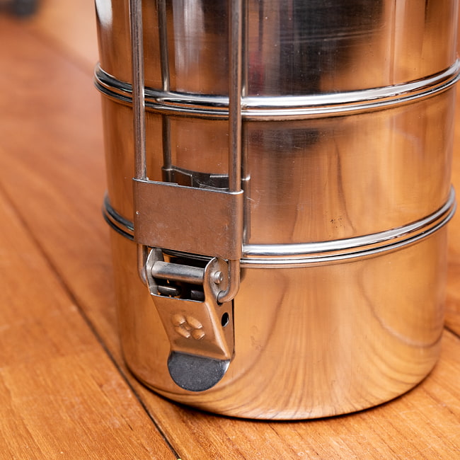 【6個セット】【4段】インド弁当箱【約19cm×約11.5cm】 6 - 両方にロックがついています