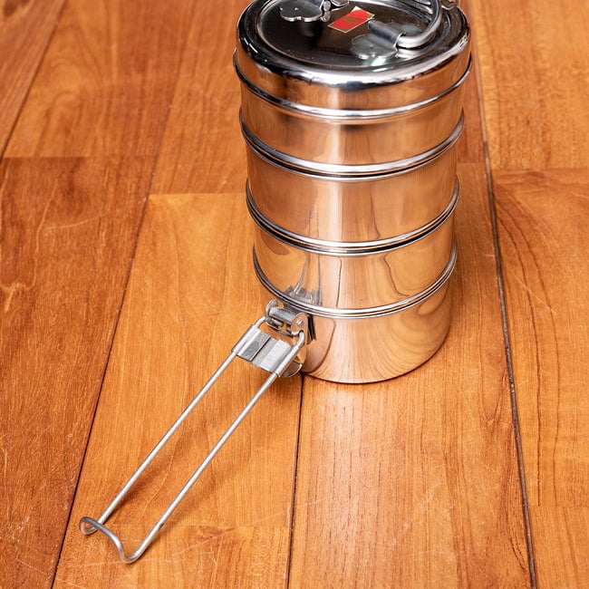 【6個セット】【4段】インド弁当箱【約19cm×約11.5cm】 8 - ロックが外れます