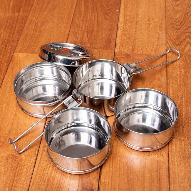 【6個セット】【4段】インド弁当箱【約19cm×約11.5cm】 9 - 4段に別れます