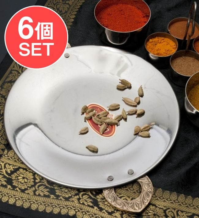 【6個セット】タヴァ槌目仕上げ　チャパティやローティ用のフライパン（直径：20cm）の写真セット,タヴァ,カレー 皿,カレー 鍋,調理器具,フライパン,チャパティ,ローティー