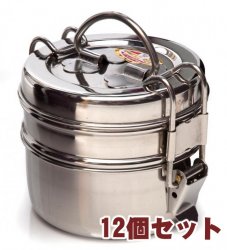 【送料無料・12個セット】2段インド弁当箱 【少し小盛りサイズ 直径:約10cm 高さ:約9cm】