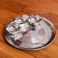 カレー皿セット[カレー大皿 No.12 （約28cm）と重なるカチュンバルカトリ3枚のセット]