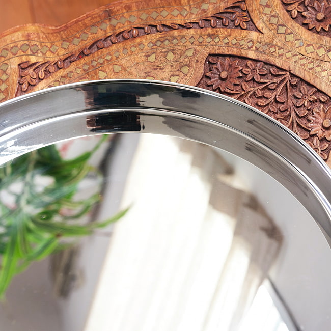【大皿＋小皿3枚セット】槌目付き 銅装飾のロイヤルターリー(カレー大皿：直径約31cm)セット 6 - 拡大写真です