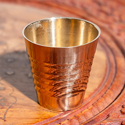 【3個セット】インドの礼拝用 ブラス製 プージャグラス カップ[約5cm] - サブ2