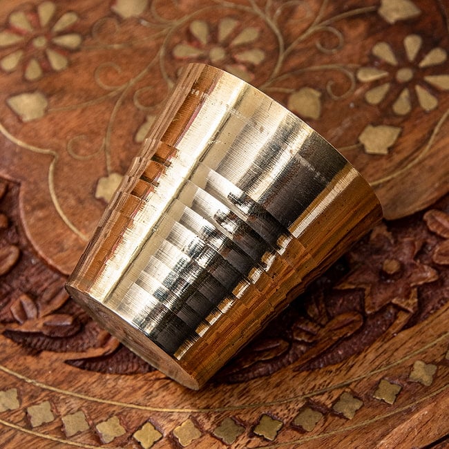 【3個セット】インドの礼拝用 ブラス製 プージャグラス カップ[約5cm] 4 - 裏面の写真です