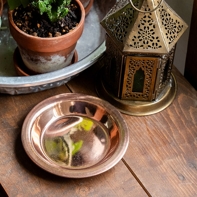 【6個セット】【祭壇用】銅仕上げカトリ（小皿）　【直径：約11cm】 3 - 雰囲気のある小皿です