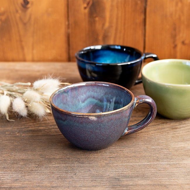 【2個セット】滑らかな釉薬が美しい タイの陶磁器マグカップ Blue 3 - 3色あります 色違いで揃えてもおしゃれ