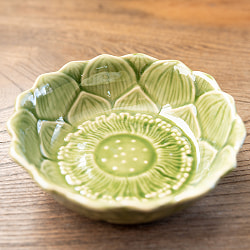 エスニック気分を盛り上げる　ロータスボウル　14cm　Yellow green - サブ3