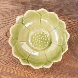 エスニック気分を盛り上げる　ロータスボウル　17cm　Yellow green(TI-CERAMIC-16)
