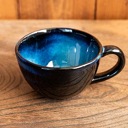 【お得なSET】エスニック気分を盛り上げる　ロータスシリーズ　マグカップ＆ソーサーセット　Blueの写真