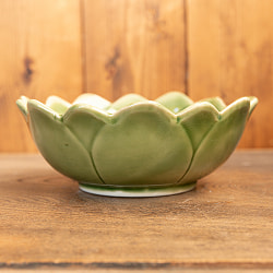 エスニック気分を盛り上げる　ロータスボウル　21cm　Yellow green - サブ3